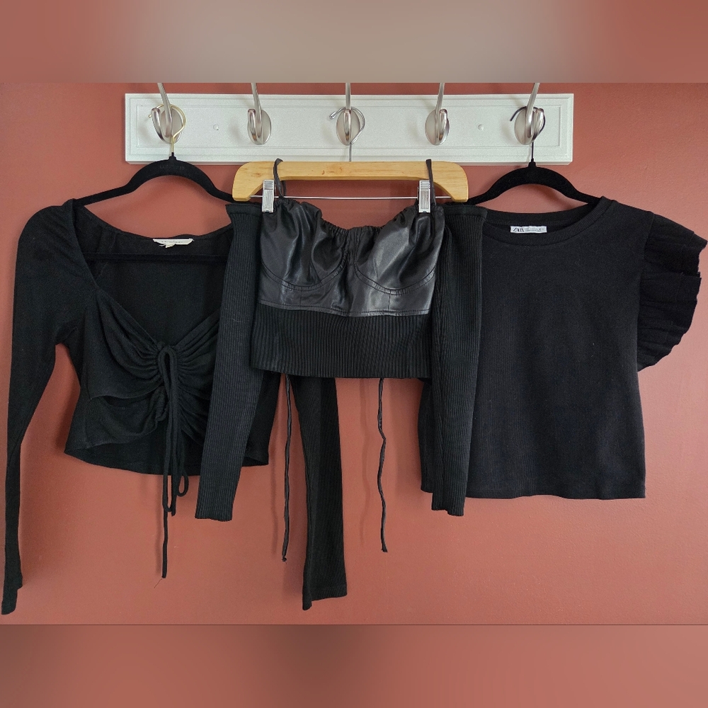 Bundle of 3 Black Tops | Zara + Nocturne + Et CleZara Black Crop Tops Collection